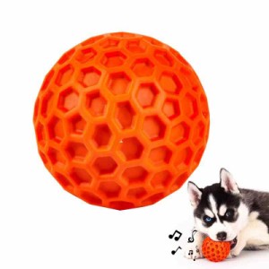 AUSCAT 犬 ボール いぬのおもちゃ 犬噛むおもちゃ 音が出る 頑丈 天然ゴム 犬用玩具 歯清潔 口臭予防 ストレス解消 (L, 橙)