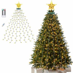 クリスマスツリー イルミネーションライト ストリングライト クリスマスツリー飾りライト 2M 8本 280球 8パターン USB式 メモリー機能 防