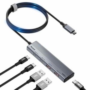 Aceele USB ハブUSB ポートウルトラスリム ハブ 延長ケーブル (2A+2C+PD(100cm))