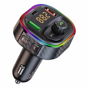 FMトランスミッター 5.1 Ninonly 車載充電器 QC3.0急速充電 2USBポート FM transmitter 電圧測定 音楽再生 ーチャージャー ハンズフリー