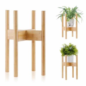 フラワースタンド 竹製品 花台 鉢スタンド 植木鉢台 幅20-30cmまで調整 (ナチュラル)