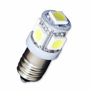 E10 口金サイズ LED豆電球 4〜6V対応 5LED ホワイト1個単品売り