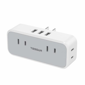 USB コンセント タップ 電源タップ TAN 4個AC口 3個USBポート USBタップ oaタップ タップ 直挿しマルチタップ 蛸足コンセント 分岐 雷ガ