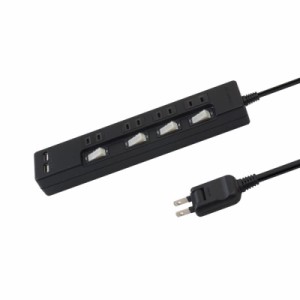 USBタップ AC4口 (電源コード1m・1個, コード1m・ブラック・1個)