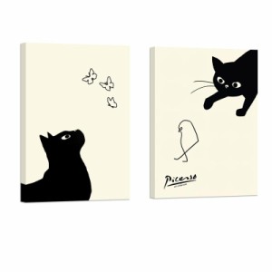 ピカソ ネコの絵 ネコとヒヨコ 絵画 2枚セット アート パネル 鳥を捕まえる猫 絵 アートパネル アートフレーム モダン ポスター 装飾画 