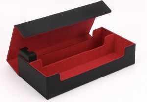 Active Style PUレザー トレカケース デッキケース カード1000枚収納 デッキ5個+プレイマットを収納可能 (赤×黒)