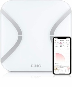 FiNC SmartScale (スマホ連動 体組成計 自動記録 Bluetooth)薄型 高性能体重計 体重/BMI/内臓脂肪/体脂肪/体年齢/基礎代謝/皮下脂肪 11項