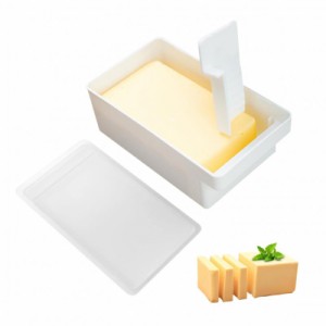 バターケース につきにくい カッター付き 専用スロット収納 取り出しやすい取手 密閉保存 においや乾燥防止にも バターカッター ケース (