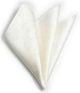 日本の絹 シルク ポケットチーフ 慶事用ネクタイチーフセット メンズ 日本製 ペイズリー フォーマル 礼装 セレモニー ホワイト シルバー 