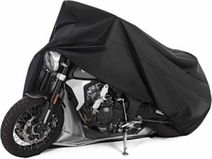 Hanmir バイクカバー 厚手 原付カバー 耐熱 防水 撥水 大型 紫外線防止 原付カバー盗難防止 防風 防埃 防雨 防雪 収納付き (210Dブラック