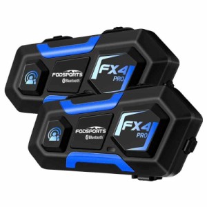 FODSPORTS バイク インカム FX4 PRO インカム 4人同時通話 400m通信距離 FMラジオ インカムバイク用 ユニバーサル接続インターコム IPX6