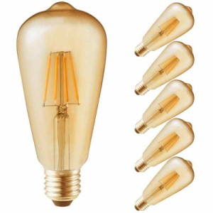 エジソン LED 電球 メント LED電球 E26口金 (6W) 60W形相当 電球色相当2700K 広配光タイプ 360度発光 クリLED電球 クラシック レトロ電球