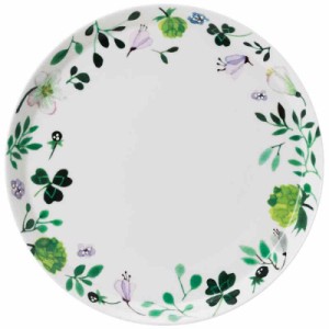 NARUMI(ナルミ) プレート 皿 ・エミリア クローバーガーデン 24cm グリーン 花柄 かわいい 電子レンジ温め 食洗機対応 ギフトボックス付
