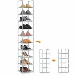 シューズラック 10段 靴収納 靴棚 10足 下駄箱 省スペース シューズボックス スリム 玄関に靴を効率収納 靴入れ 組み立て式 幅約30×奥行
