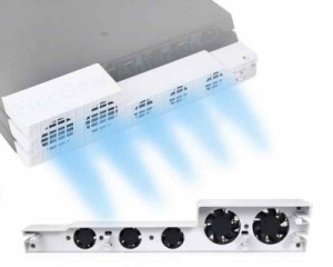 ElecGear PS4 Pro用氷河型白自動冷却ファン、外付けターボUSBクーラーファン、 4 Pro CUH-7xxx用の自動温度センサー制御放熱