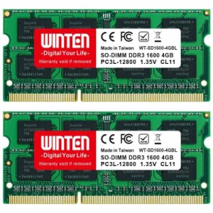 WINTEN ノートPC用 メモリ DDR3製品5年DDR3 SDRAM SO-DIMM 内蔵メモリー 増設メモリー (4GB×2, DDR3 1600(低電圧), 通常)