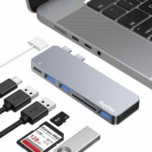 RayCue Macbook ハブ M1 M2 Macbook Air ハブ Macbook Pro ハブ 適応 USB Type C ハブ 6-IN-2 USB-C ハブ PDポート USB3.0ポート SD/Micr