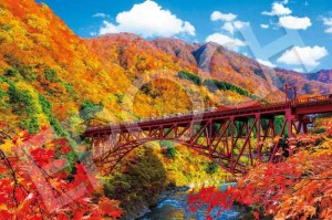 エポック社 1000ピース ジグソーパズル 日本風景 秋晴れの黒部峡谷とトロッコ電車ー富山 (50×75cm) 09-053s のり付き ヘラ付き 点数券付