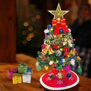 Sutekus 卓上 クリスマス ツリー 電飾つき セット かわいい ミニ サイズ 60ｍ オーナメント 玄関に 飾り ウェルカムツリーにも インテリ
