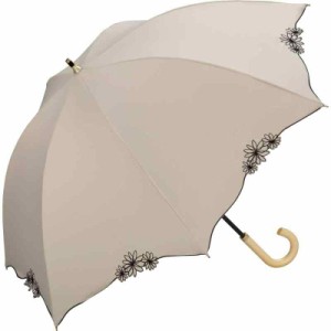 Wpc. 日傘 遮光ドームリムフラワー レディース 晴雨兼用 遮光 UVカット 100% 花柄 刺繍 ナチュラル 木製ハンドル 上品 大人可愛い ドーム