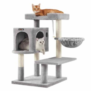 FEANDREA キャットタワー猫タワー据え置き多頭飼い (55x50x85cm, グレー)