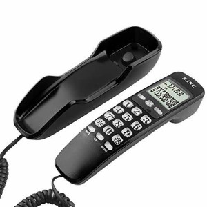 電話機 ミニウォール コード付き電話 DTMF/FSK クリアな音 コールバック機能 固定電話機 (ブラック)