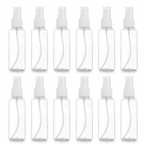 スプレーボトル 12本セット 詰替ボトル 遮光 空容器 霧吹き (透明-100ml)