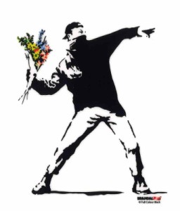 ブランダライズド BANKSY ステッカー 透明素材 Lサイズ (01 Flower)