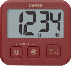 タニタ キッチン タイマー マグネット付き 大画面 薄型 TD-408 (レッド)