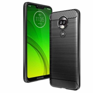 YEZHU Moto G7 Power ケース 炭素繊維カバー TPU 保護バンパー 弾力性付き Moto G7 Power ケース (ブラック)