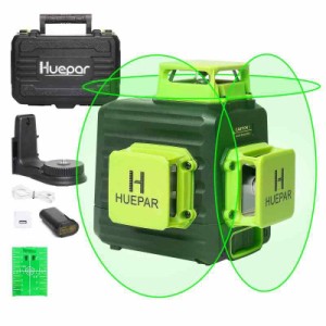 Huepar 3x360° レーザー墨出し器 グリーン 緑色 レーザー クロスライン 大矩 フルライン照射モデル 自動補正 2電源方式 Type-C充電可能 