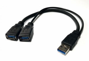 Access E Direct 【 30cm 】USB 3.0 二股ケーブル,USB 3.0 Aオスto USB 3.0 Aメス 延長ケーブル 同期データ充電コンバ USB 3.0 Y字ケーブ