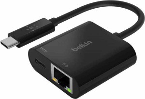 Belkin USB-C アダプター (USB-C + 有線LAN(イーサネット), ブラック)