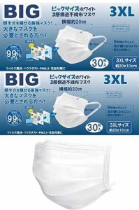 マスク 大きめ 不織布 メンズ 耳が痛くならない ビッグサイズ マスク 大きなマスク 3XL ビッグマスク 大きい2xl (2個)