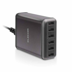 エレコム USB コンセント 充電器 合計60W USB-A×6 【 iPhone SE3,15,14,13,12 / iPad / Android 対応】 ブラック EC-ACD01BK