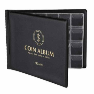 MUDOR コレクターのための240ポケットコインコレクションホルダーアルバムブック、コインコレクション用品 (ブラック)