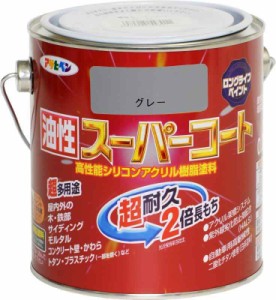 アサヒペン 塗料 ペンキ 油性スーパーコート (0.7L, グレー)