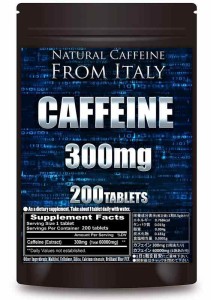 カフェイン 300mg 錠剤 型 サプリメント 200粒 カフェイン60000mg含有(1袋) タブレット型サプリ 1粒300mg天然カフェイン含有 栄養補助食