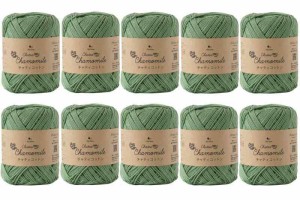 原ウール Knitworm 毛糸 10玉セット チャティコットン 中細 20g(約48m) コットン100% (8.バジル)