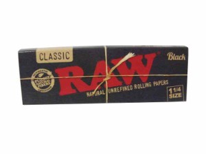 5冊セット RAW Black Classic Natural Unrefined Rolling Papers 79mm 1 1/4 Size ミディアムサイズ ロウ ブラック ペーパー 5 booklets 