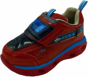 [プラレール] 鉄道 子供 光る靴 スニーカー スピードジェット クロスライナー ドッグエクスプレス フラッシュ PR16295 レッド 15.0 cm
