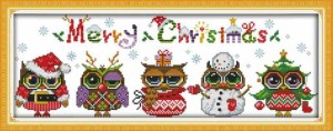 クロスステッチ刺繍キット Awesocrafts クリスマス フクロウ 図柄印刷 DIY 初心者ホームの装飾 Cross Stitch (フクロウ)