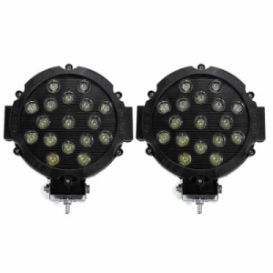 LED ワークライト 作業灯 51W 補助灯 前照灯 フォグランプ 12V 24V 汎用 2個セット (ブラック)