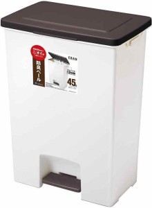 アスベル フタ付きゴミ箱 防臭エバンペダルワイド 軽いペダル 45L ブラウン 奥行スリム A6418