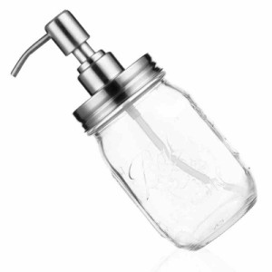 ZooYi ソープディスペンサー 透明のガラス ポンプをスペア 液体 シャンプー 洗剤用容器 ボトル 詰替え容器 台所 バス室 洗面所に適用