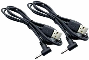 CNCTWO(コネクトツー) 【2本セット】DC(オス)-USB A(オス) 電源供給ケーブル DC外径3.5ｍｍ/内径1.35mm(オス) L字型プラグ ケーブル長:約