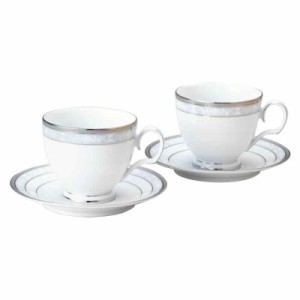 Noritake ノリタケ カップ & ソーサー ( ペアセット ) ( コーヒー ティー 兼用) 250cc ハンプシャープラチナ 2客 ファインポーセレン P91