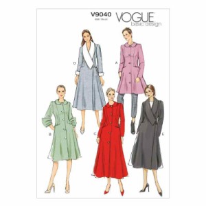 【vogue patterns】フレア、ラウンド、ショールカラー等、5種類のコートの型紙セット サイズ：US6-8-10-12-14-16 * 9040