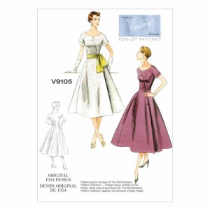 【vogue patterns】ヴィンテージ 50年代デザイン ワンピースドレスとサッシュの型紙セット サイズ：US6-8-10-12-14 *9105