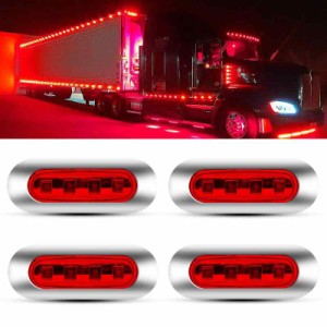 サイドマーカー ランプ 24Vトラック LEDライト 高輝度 防水 (4LED Red)